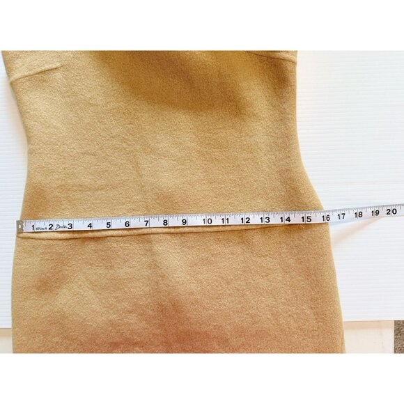 Kenar Neutral Tan Wool Blend Dress  Minimalist Crêpe/Tan Sleeveless Midi Career - Picture 8 of 10